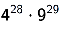 A LaTex expression showing 4 to the power of 28 times 9 to the power of 29