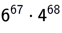 A LaTex expression showing 6 to the power of 67 times 4 to the power of 68