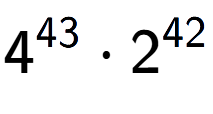 A LaTex expression showing 4 to the power of 43 times 2 to the power of 42