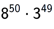 A LaTex expression showing 8 to the power of 50 times 3 to the power of 49