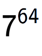 A LaTex expression showing 7 to the power of 64