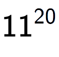 A LaTex expression showing 11 to the power of 20