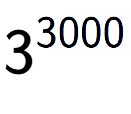 A LaTex expression showing 3 to the power of 3000