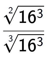 A LaTex expression showing \frac{2-th root of 16 to the power of 3 }{3-th root of 16 to the power of 3 }