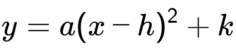 A LaTex expression showing y=a(x-h) to the power of 2 + k