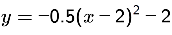 A LaTex expression showing y=-0.5(x-2) to the power of 2 -2