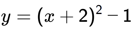 A LaTex expression showing y=(x+2) to the power of 2 -1