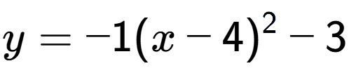 A LaTex expression showing y=-1(x-4) to the power of 2 -3