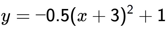 A LaTex expression showing y=-0.5(x+3) to the power of 2 +1