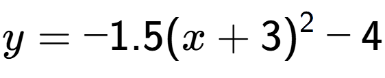 A LaTex expression showing y=-1.5(x+3) to the power of 2 -4