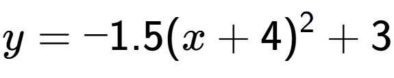 A LaTex expression showing y=-1.5(x+4) to the power of 2 +3