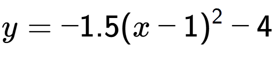 A LaTex expression showing y=-1.5(x-1) to the power of 2 -4