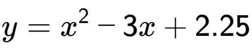 A LaTex expression showing y=x to the power of 2 -3x+2.25