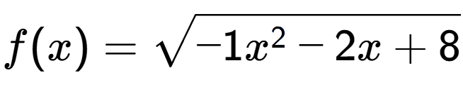 A LaTex expression showing f(x) = square root of -1x to the power of 2 -2x+8