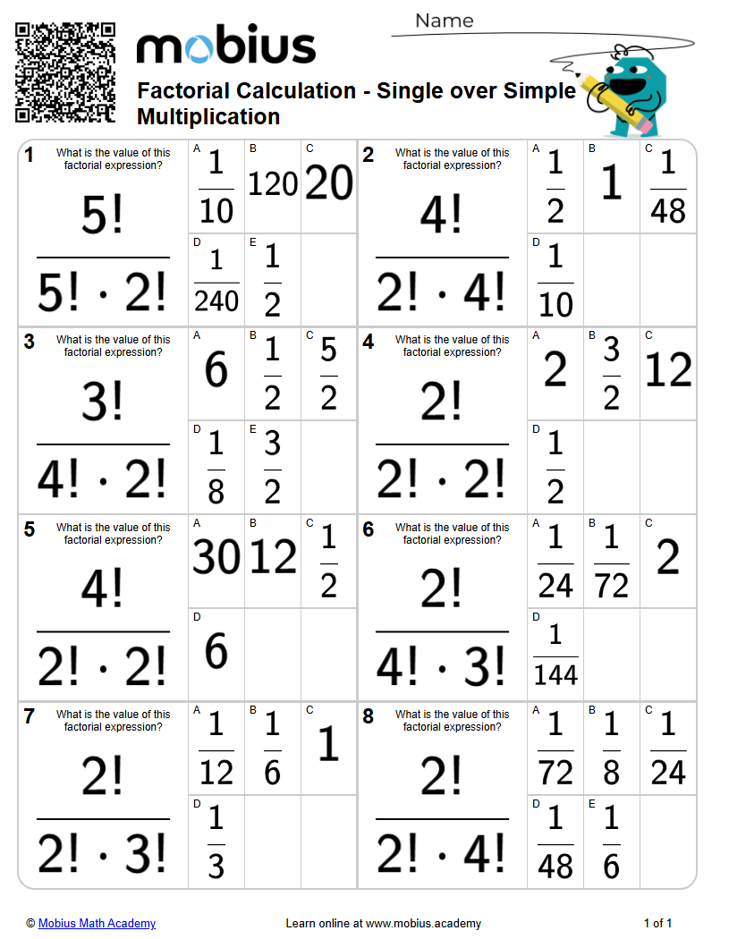 Factorial Calculation - Single over Simple Multiplication (Level 1 ...