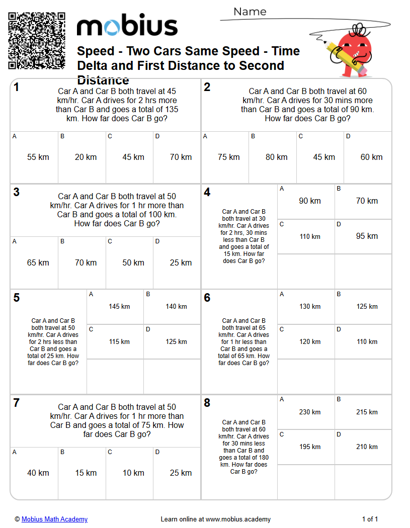 Speed - Two Cars Same Speed - Time Delta and First Distance to Second ...
