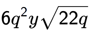 A LaTex expression showing 6{q} to the power of 2 ysquare root of 22q