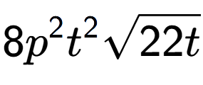A LaTex expression showing 8{p} to the power of 2 {t} to the power of 2 square root of 22t
