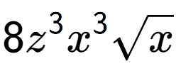 A LaTex expression showing 8{z} to the power of 3 {x} to the power of 3 square root of x