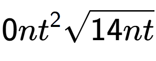 A LaTex expression showing 0n{t} to the power of 2 square root of 14nt