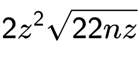 A LaTex expression showing 2{z} to the power of 2 square root of 22nz