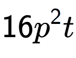 A LaTex expression showing 16{p} to the power of 2 t