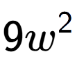 A LaTex expression showing 9{w} to the power of 2