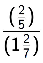 A LaTex expression showing (\frac{2 over 5 )}{(12 over 7 )}