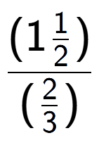 A LaTex expression showing (1\frac{1 over 2 )}{(2 over 3 )}