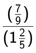 A LaTex expression showing (\frac{7 over 9 )}{(12 over 5 )}