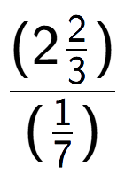 A LaTex expression showing (2\frac{2 over 3 )}{(1 over 7 )}