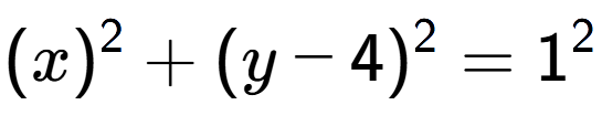 A LaTex expression showing (x) to the power of 2 + (y-4) to the power of 2 = 1 to the power of 2