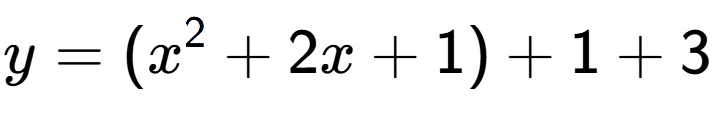 A LaTex expression showing y=(x to the power of 2 +2x+1)+1+3