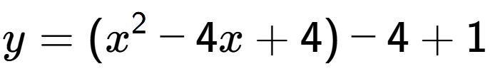A LaTex expression showing y=(x to the power of 2 -4x+4)-4+1
