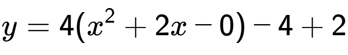 A LaTex expression showing y=4(x to the power of 2 +2x-0)-4+2
