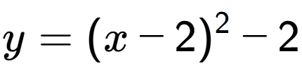 A LaTex expression showing y=(x-2) to the power of 2 -2