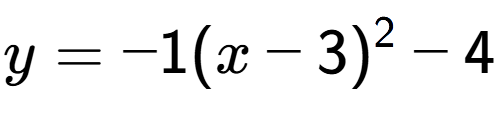 A LaTex expression showing y=-1(x-3) to the power of 2 -4