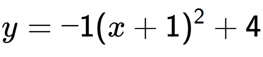 A LaTex expression showing y=-1(x+1) to the power of 2 +4