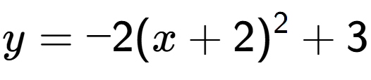 A LaTex expression showing y=-2(x+2) to the power of 2 +3