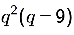 A LaTex expression showing q to the power of 2 (q - 9)