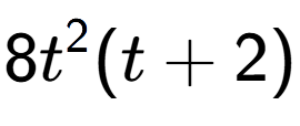 A LaTex expression showing 8t to the power of 2 (t + 2)