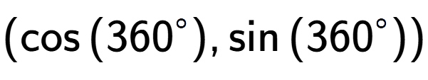 A LaTex expression showing (\cos{(360 to the power of circle )},\sin{(360 to the power of circle )})