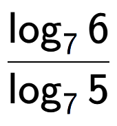 A LaTex expression showing \frac{ \log sub 7 6}{ \log sub 7 5}