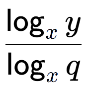 A LaTex expression showing \frac{\log sub x y}{\log sub x q}