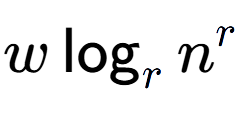 A LaTex expression showing w\log sub r n to the power of r