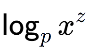 A LaTex expression showing \log sub p x to the power of z