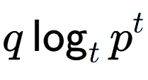 A LaTex expression showing q\log sub t p to the power of t