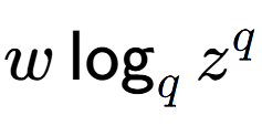 A LaTex expression showing w\log sub q z to the power of q