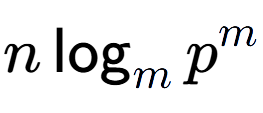 A LaTex expression showing n\log sub m p to the power of m