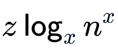 A LaTex expression showing z\log sub x n to the power of x